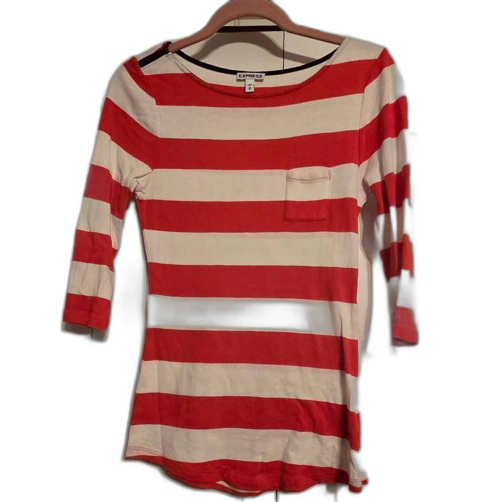 Express Red and White Striped Top